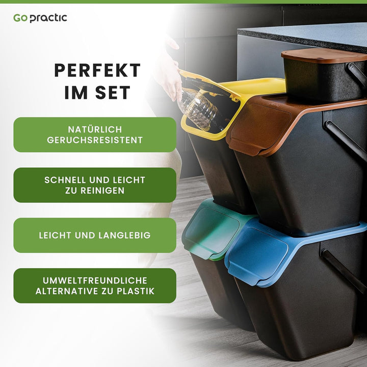 Biomülleimer Küche 4,5L Komposteimer, Küchen Mülleimer, Braun mit Deckel, Bio für Obst und Gemüseabf