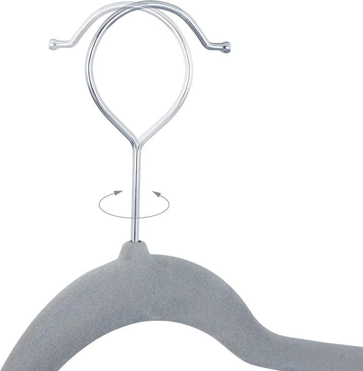 Relaxdays 12 x Samtbügel mit Clips, 360° drehbarer Haken, Hosenbügel Set, rutschfeste Hemdenbügel, 4