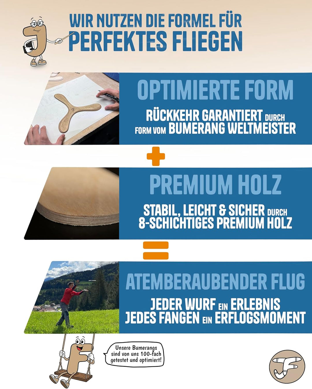 ANFÄNGERSET - Handgemacht - Boomerang MÜNCHEN, LONDON & Beutel - Nachhaltig - Einzigartiges Geschenk