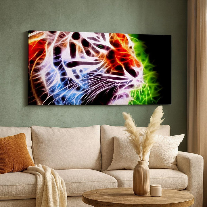 Wandbilder Dekoration Wohnzimmer Afrika aggression tiere tiger Panorama Bilder auf Leinwand 120x50cm
