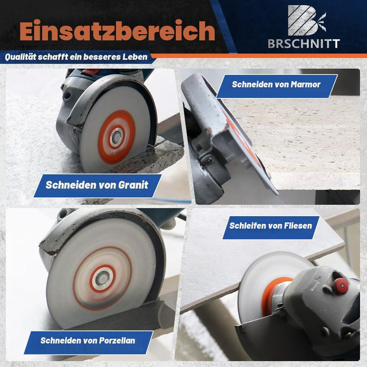 Diamant Trennscheibe 115mm - BRSCHNITT Doppelseitig zum Schneiden und Schleifen Granit Marmor Fliese