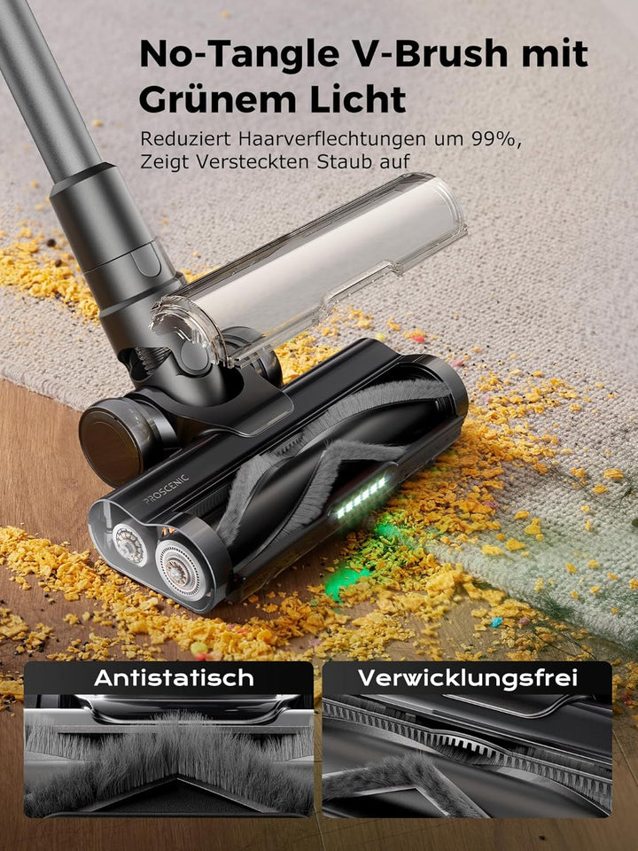 Proscenic P16 Akku Staubsauger Kabellos, 550W 50000pa 65Min mit Flexibles Biegegelenk, GreenEye-Tech