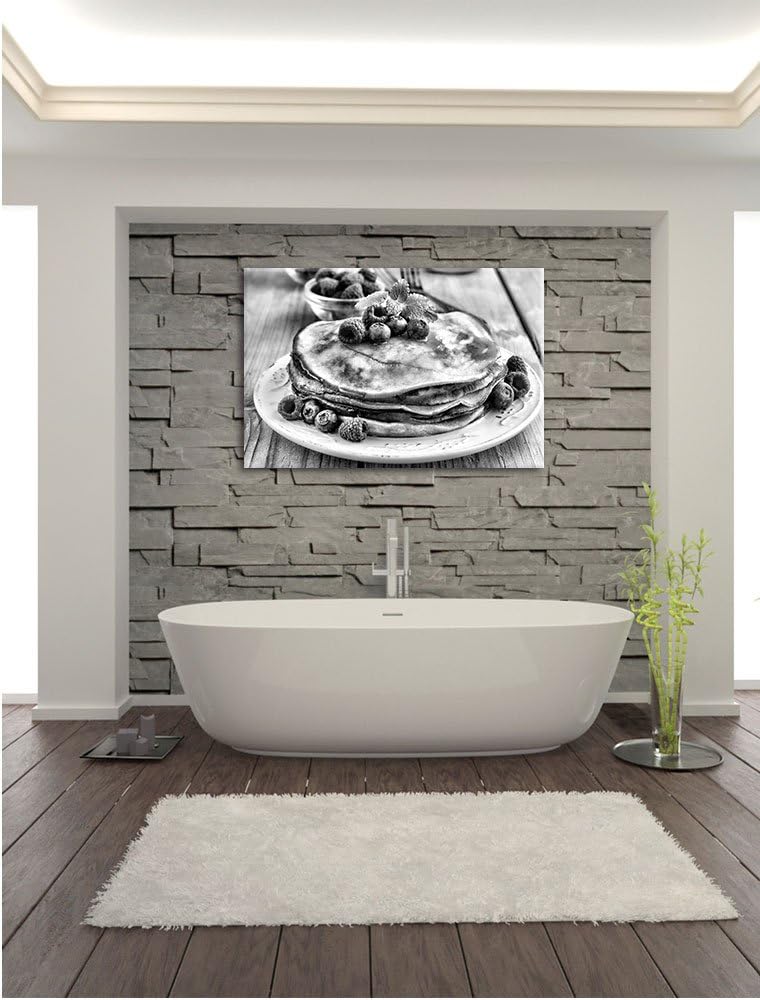Pixxprint Süsse Pfannkuchen mit Beeren als Leinwandbild/Grösse: 100x70 / Wandbild/Kunstdruck/fertig