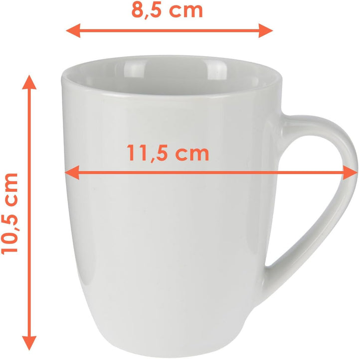 Kaffeetasse 350 ml aus Porzellan - 6er Set/weiss - Kaffeebecher Tasse Becher