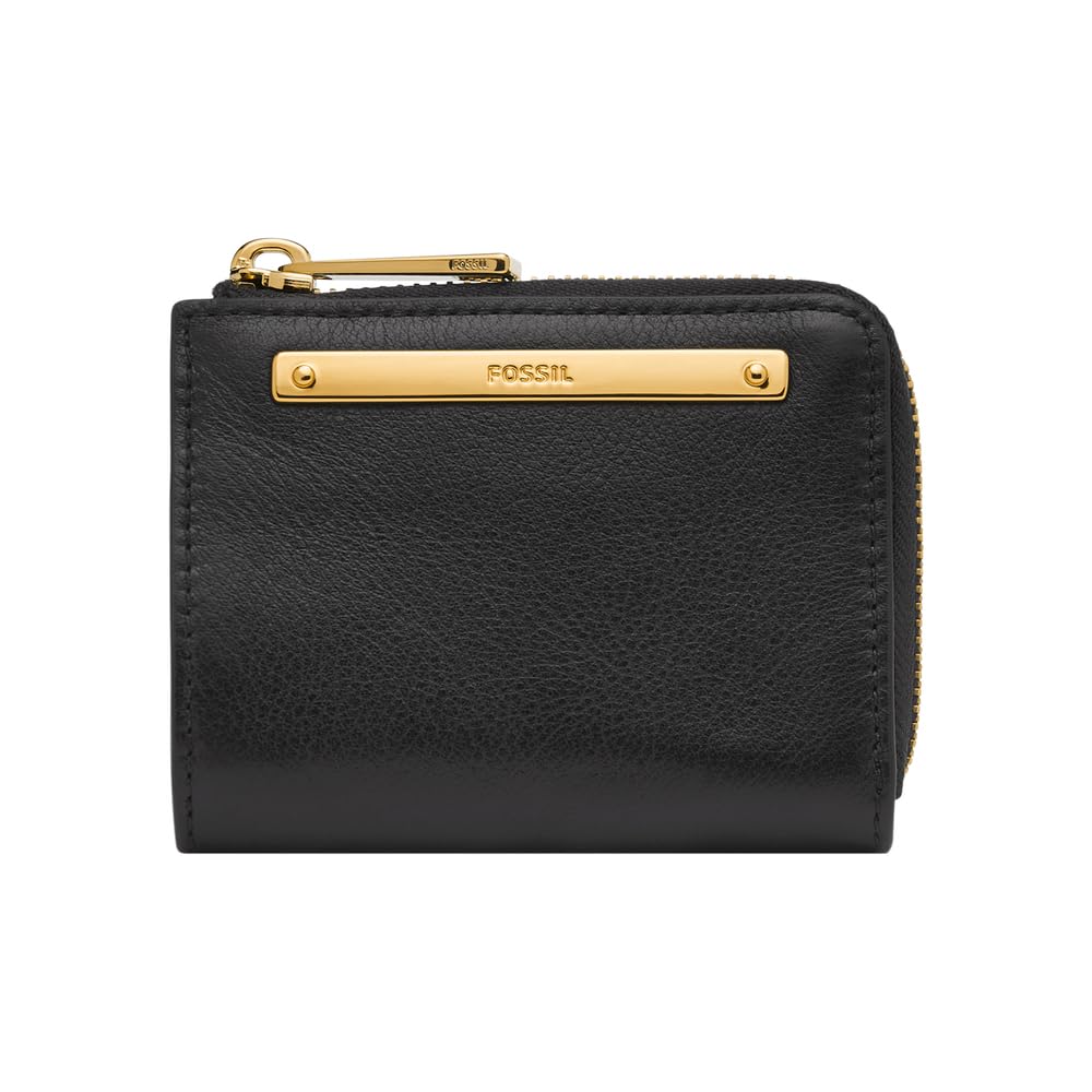 Fossil L Zip Geldbörse Liza für Damen Leder, SL6406G001 Schwarz 10.8 cm L x 2.5 cm W x 8.3 cm H, Sch