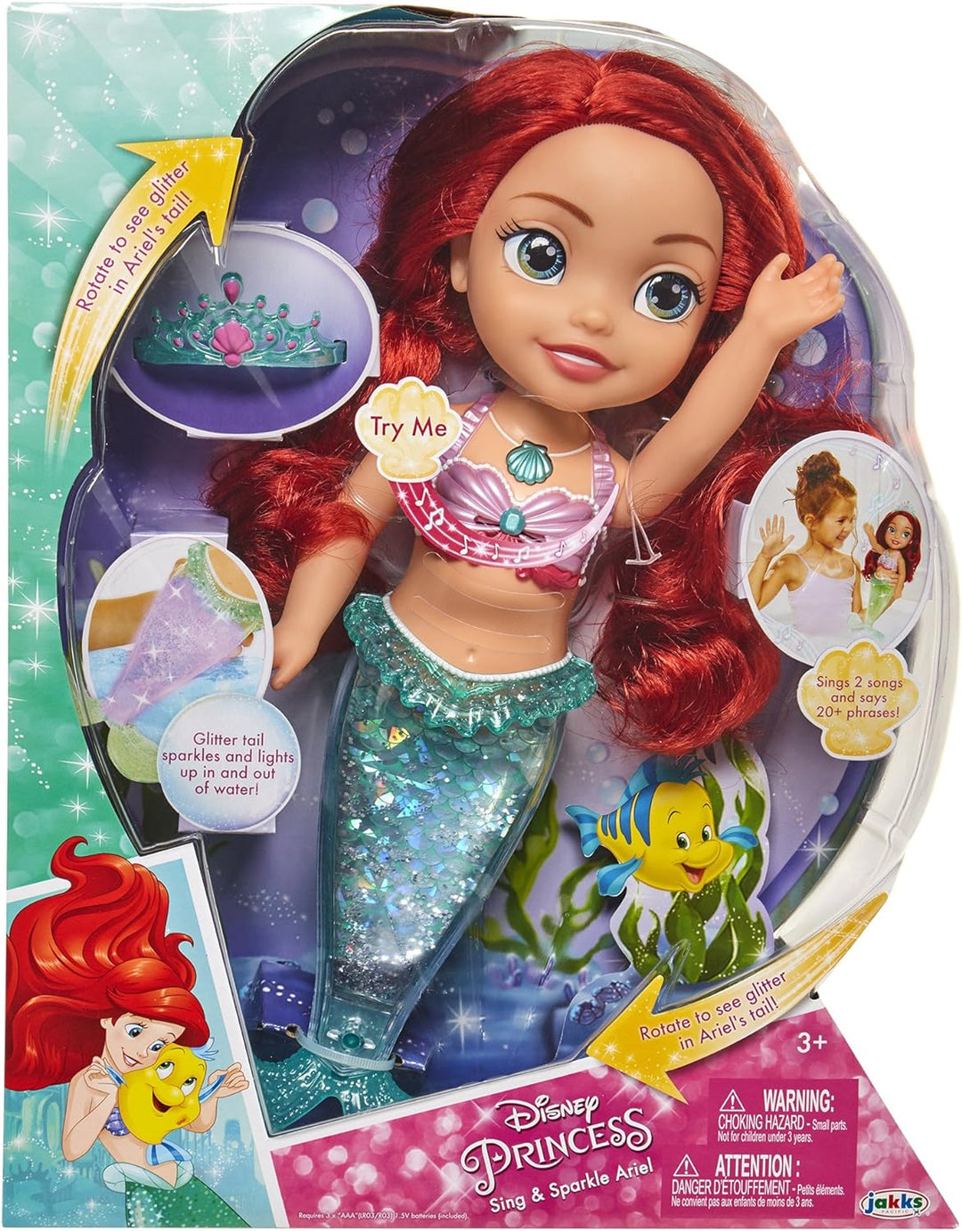 Disney Princess - Sing & Sparkle Ariel (78869-EU) Ariel Sing & Sparkle Puppe, Ariel Sing & Sparkle P