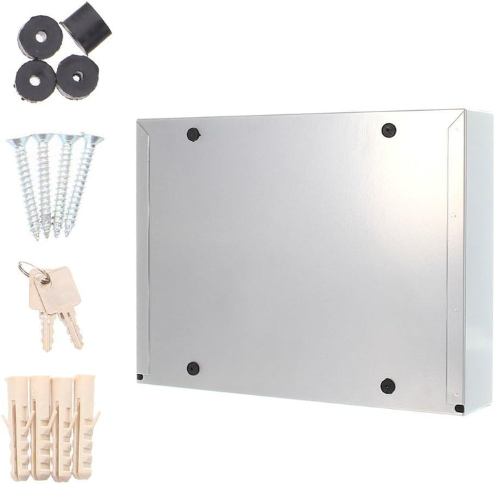 Profirst Mail PM 100 Briefkasten Silber Stahlblech Zylinderschloss 2 Schlüssel HxBxT 240x320x60 mm W