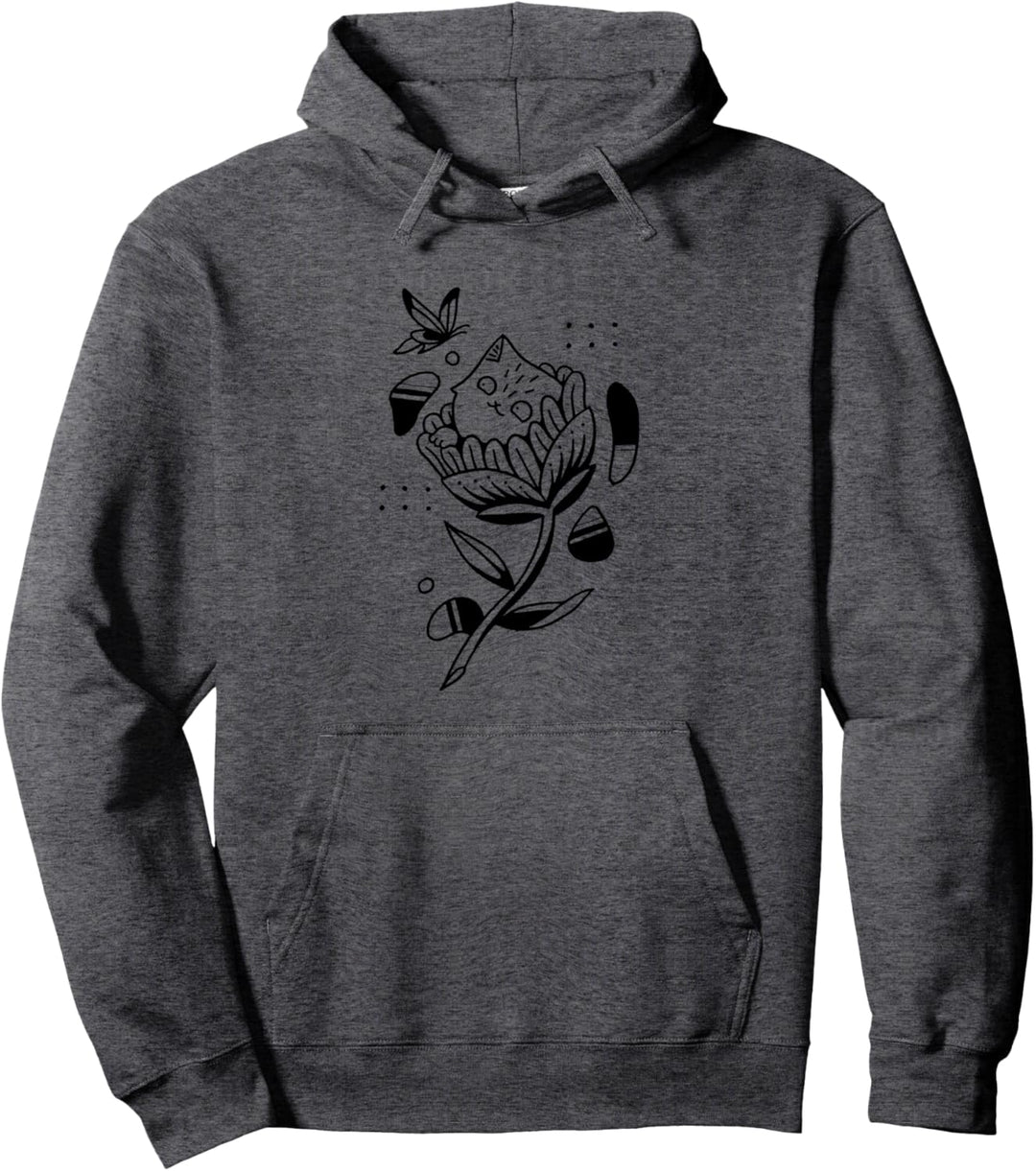 Niedliche Katze Blume Schmetterling Lustiges Geschenk Katzen Pullover Hoodie