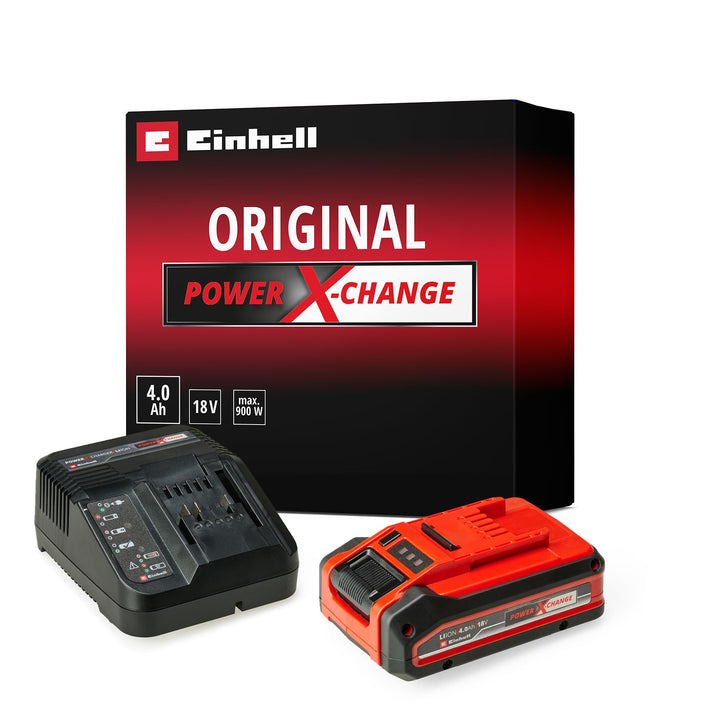 Original Einhell 4 Ah Plus Power X-Change Starter Kit (1x 18 V 4 Ah Plus Akku, 1x 3 A Ladegerät, 75