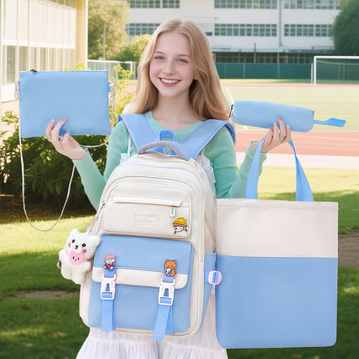Tanou Schulranzen Mädchen 4-teilig, Schultasche Kinder Rucksack Schule Teenager 3.-7. Klasse, Stilvo