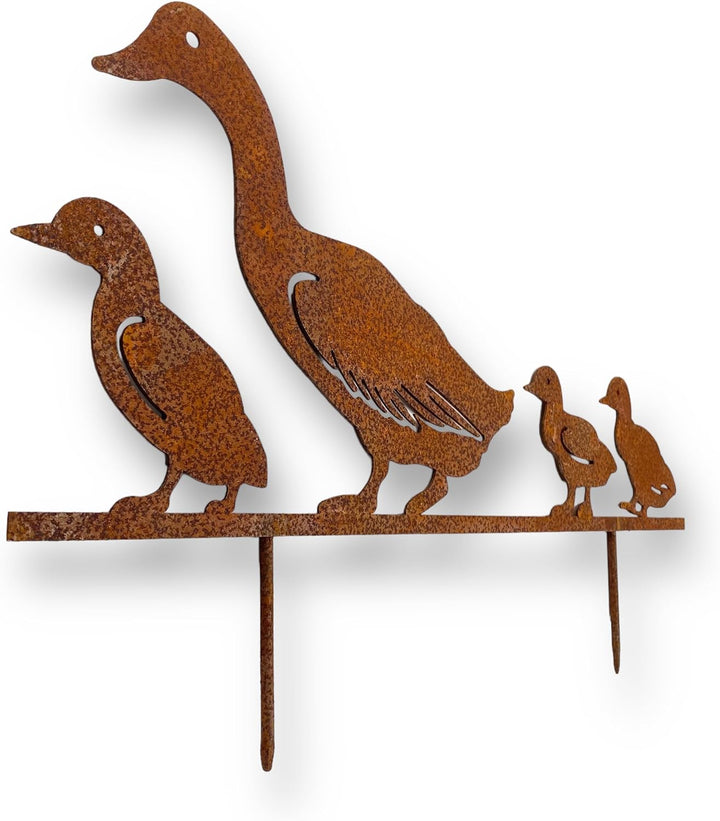 Crispe home & garden Gartenstecker Edelrost - Enten Familie - Höhe 32 cm, Enten Familie