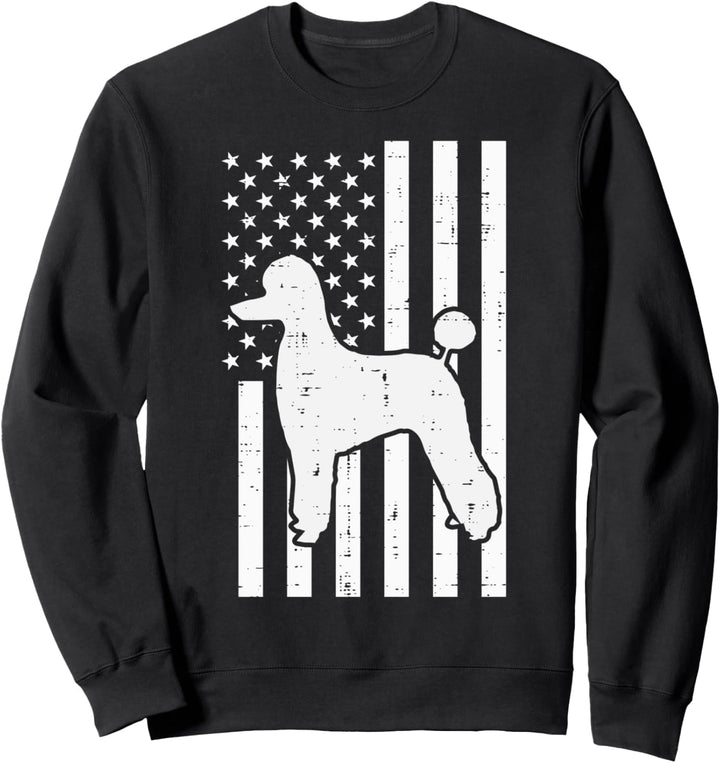 White US Flag Poodle Vintage Patriotic Dog Lover Owner Gift Sweatshirt