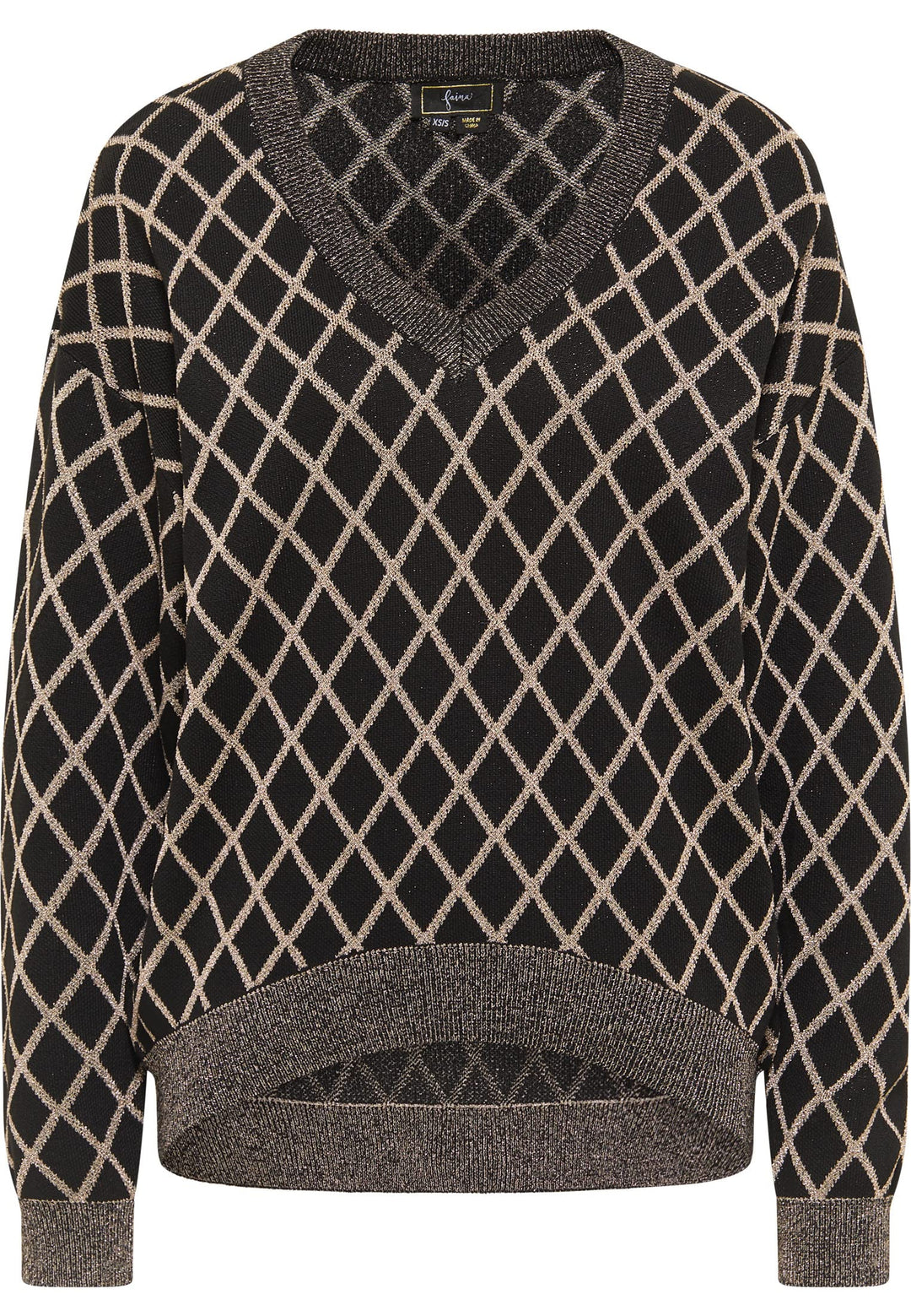faina Damen Strickpullover XL-XXL Schwarz Mehrfarbig, XL-XXL Schwarz Mehrfarbig