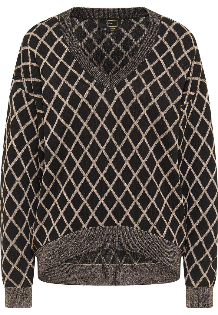 faina Damen Strickpullover XL-XXL Schwarz Mehrfarbig, XL-XXL Schwarz Mehrfarbig