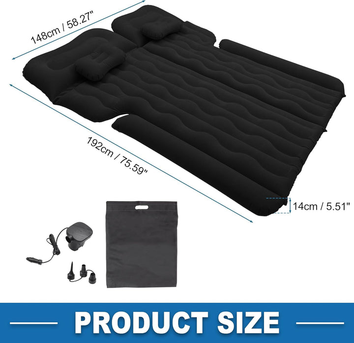 A ABSOPRO Auto Luftmatratze Campingbett mit Luftpumpe für Autoreisen Schwarz