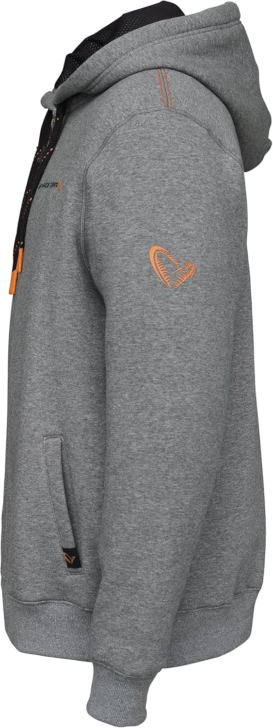 Savage Gear Classic Zip Hoodie Grey Melange Kapuzen-Pullover Angeln M/L/XL M Grau, M Grau