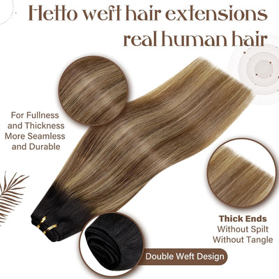 Hetto Balayage Echthaar Tressen Extensions Remy Tressen Echthaar Extensions Naturlich Tressen Extens