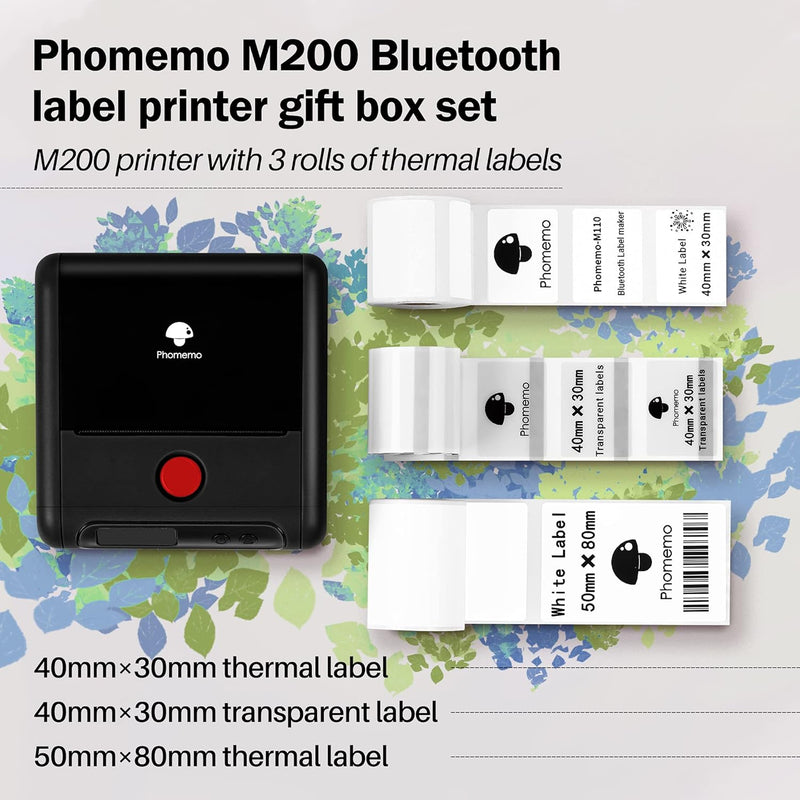 Phomemo M200 Bluetooth Etikettendrucker Labeldrucker, Upgrade 3 Zoll Tragbarer Etikettiergerät mit 3