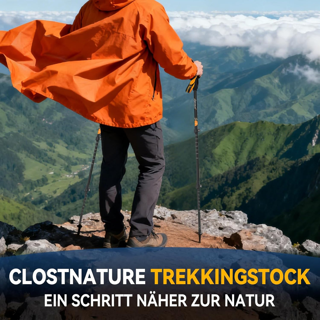 Clostnature Wanderstöcke Teleskop Aluminium - Nordic Walking Stöcke für Damen und Herren, 58-135cm L