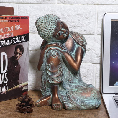 Schlafender Buddha Figur, 23x17x12.5 Dekoartikel Buddha Blau Buddha Figur Klein Garten Frostfest Bud