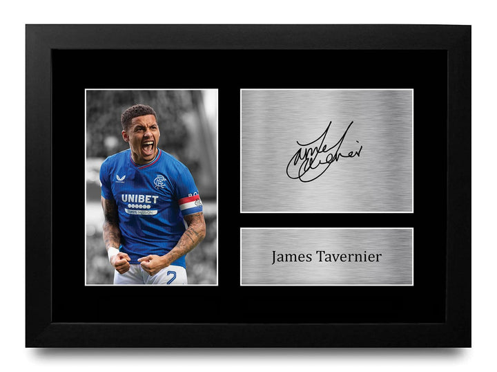 HWC Trading FR A4 James Tavernier Rangers Gifts Autogramm-Bild für Fans und Fans, gerahmt, A4 (gerah