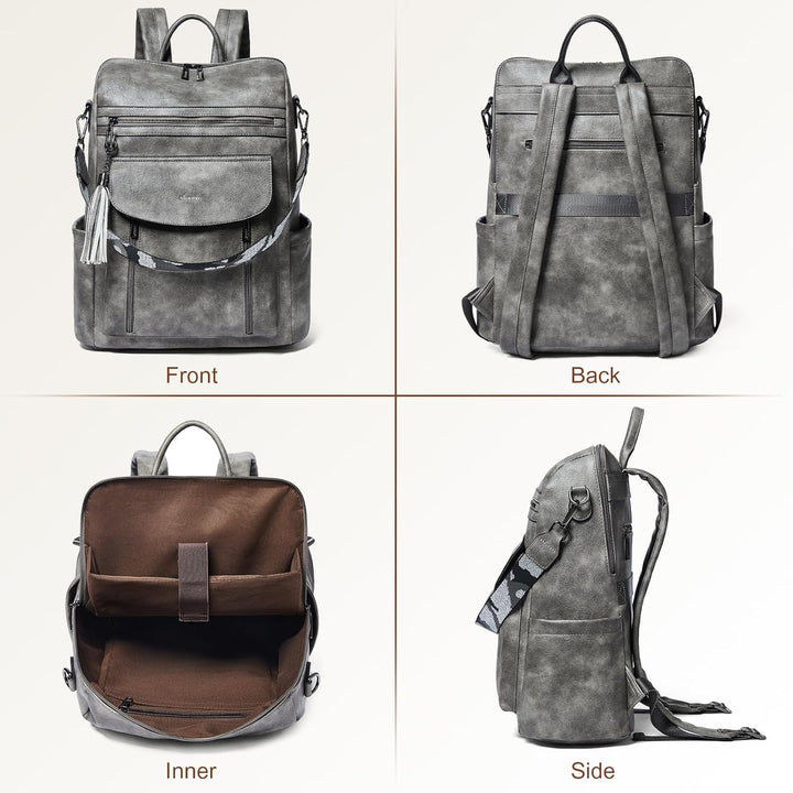 Shrrie Laptop-Rucksack für Damen, 15,6 Zoll Reise-Rucksack aus Leder, Handgepäck-Rucksack Computerta