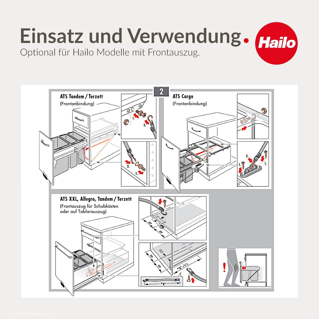 Hailo Kick and Go 3691301 | Öffnungssystem für Abfallsammler per Fusstritt | passend für Unterschran