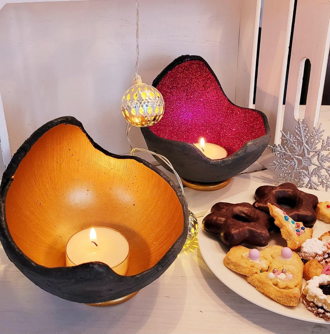 Handgefertigte Lichtschale in Gold, Grösse M (20cm) – Exklusiv M - 20cm Gold, M - 20cm Gold