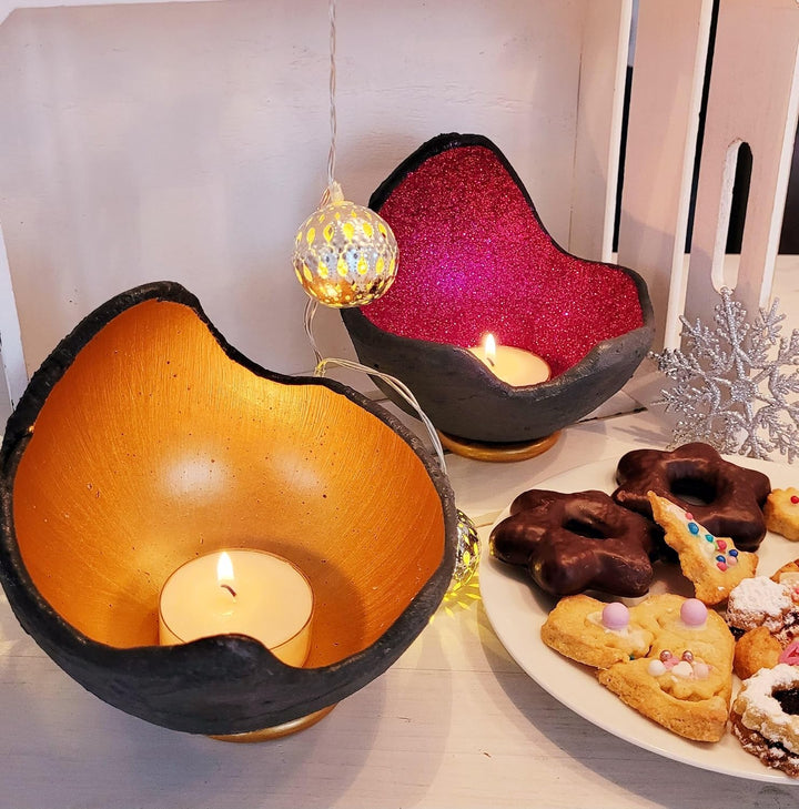 Handgefertigte Lichtschale in Gold, Grösse M (20cm) – Exklusiv M - 20cm Gold, M - 20cm Gold