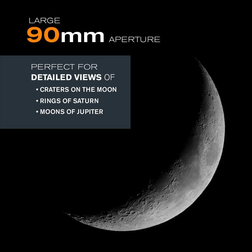 Celestron 21064 AstroMaster 90EQ Refraktor-Teleskop - mit Zwei Okularen, seitenrichtigem Spiegel, hö