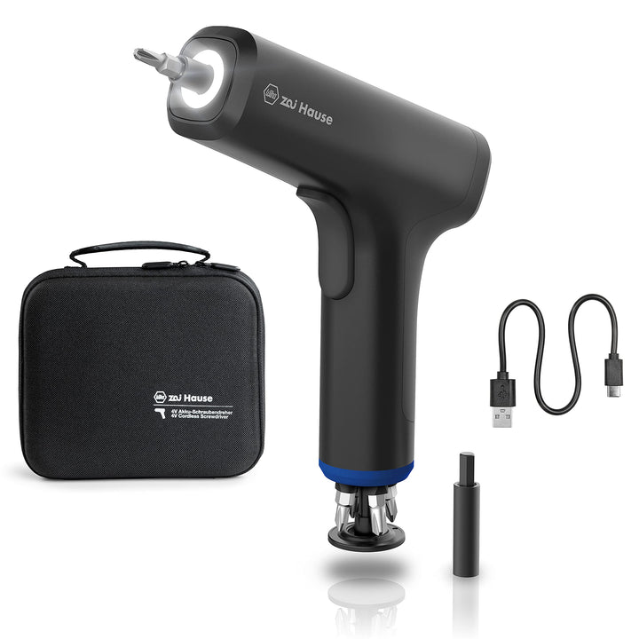 Wiha TCA10182 zai Hause 4V Akkuschrauber Set klein mit 4 Bits und USB C Ladekabel, Mini Akku-Schraub