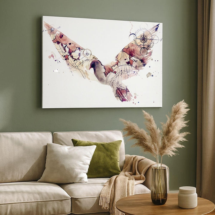 Bilder auf Leinwand 100x70cm Leinwandbild mit Rahmen Vogel Abstraktion Gross Wanddeko Bild Schlafzim