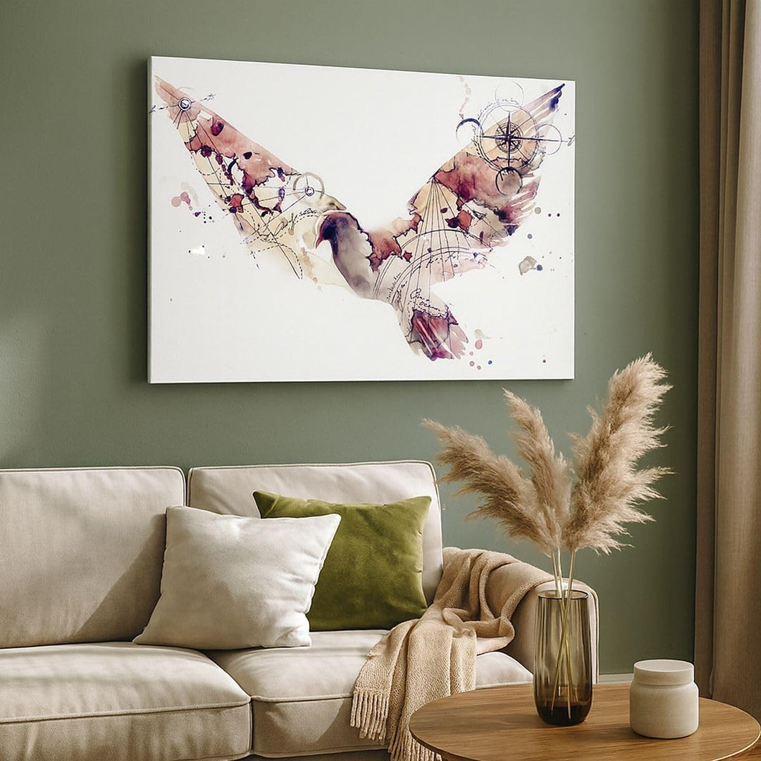 Bilder auf Leinwand Vogel Abstraktion Leinwandbild mit Rahmen 70x50cm Wandbilder Dekoration Wohnzimm