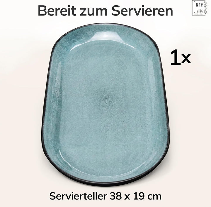 Steingut Servier Teller Gross Ibiza TESTSIEGER, Traumhafte Mediterrane Steingut Servierplatte, Servi
