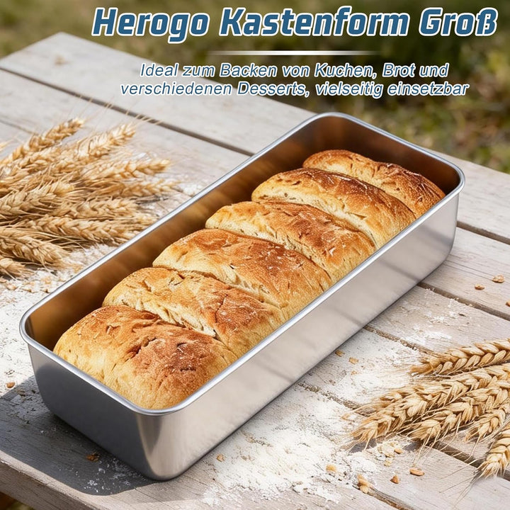 Herogo 2 Stück Kastenform Gross, Edelstahl 31,5*13,6*7.5cm Brotbackform Brotform für Kuchen, Metallb