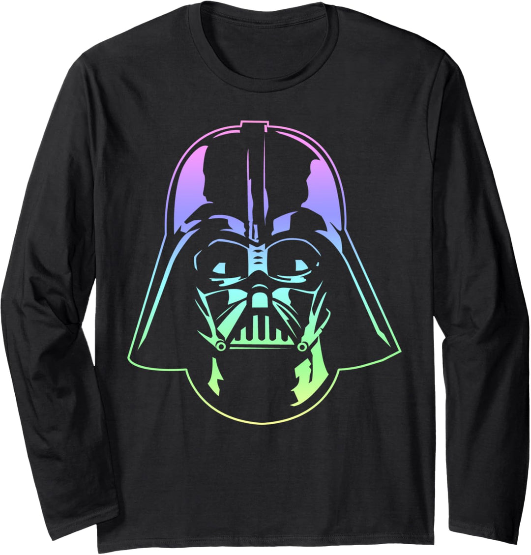 Star Wars Darth Vader Neon Gradient Helmet Portrait Langarmshirt