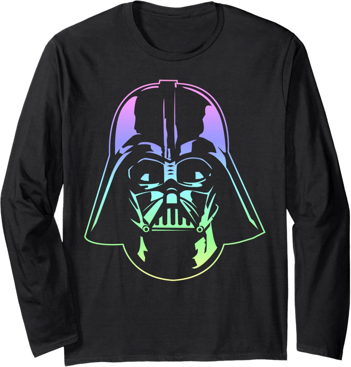 Star Wars Darth Vader Neon Gradient Helmet Portrait Langarmshirt