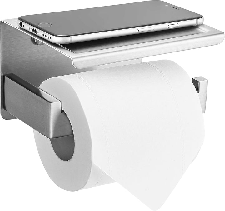 HITSLAM Toilettenpapierhalter Ohne Bohren, Selbstklebend Klopapierhalter mit Ablage, Edelstahl Kloro