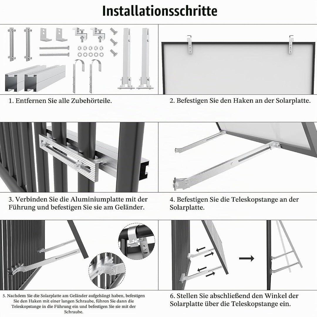 ULL Balkonkraftwerk Halterung Balkon für Alle Solarmodul I Robustem Aluminiumlegierung Solarpanel Ha