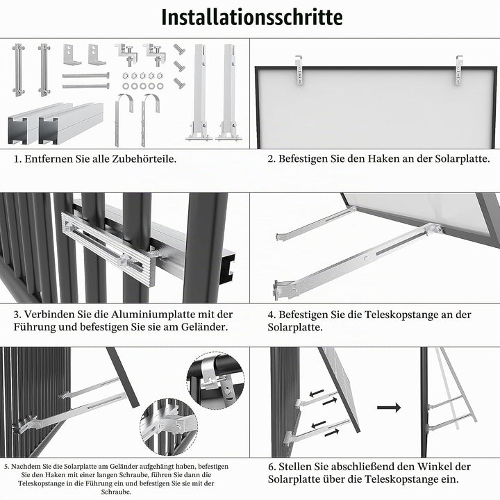ULL Balkonkraftwerk Halterung Balkon für Alle Solarmodul I Robustem Aluminiumlegierung Solarpanel Ha