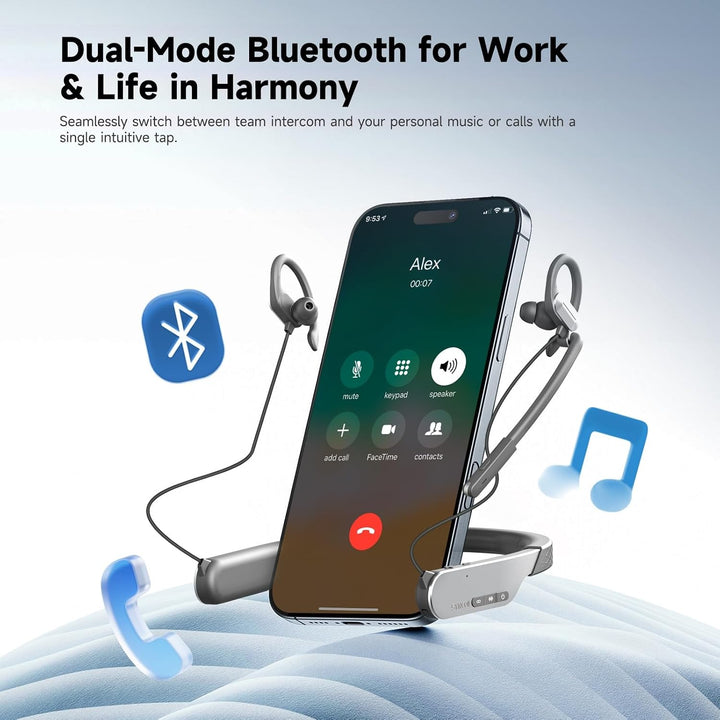 SYNCO Xtalk S2 Wireless Intercom Headset System 250m Full-Duplex 2.4G, 10h Runtime AI Noise Cancella