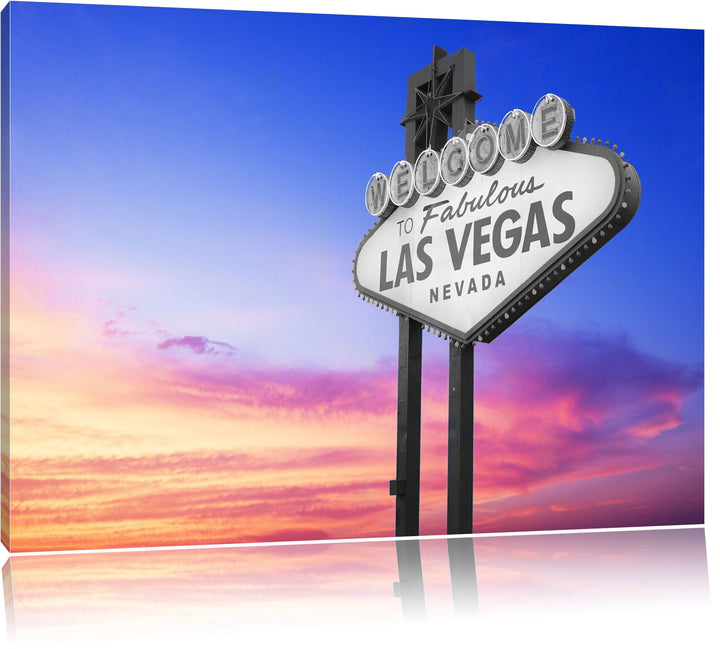 tolles Las Vegas Schild schwarz/weiss Format: 100x70 auf Leinwand, XXL riesige Bilder fertig gerahmt