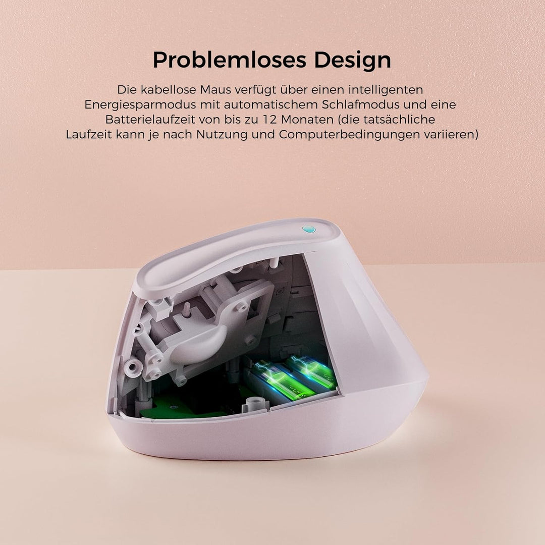 KYSONA Vertikale Ergonomische Maus 57°, Kabellos Bluetooth & 2,4 GHz, 5 DPI-Stufen, Leise Klicks, Ha