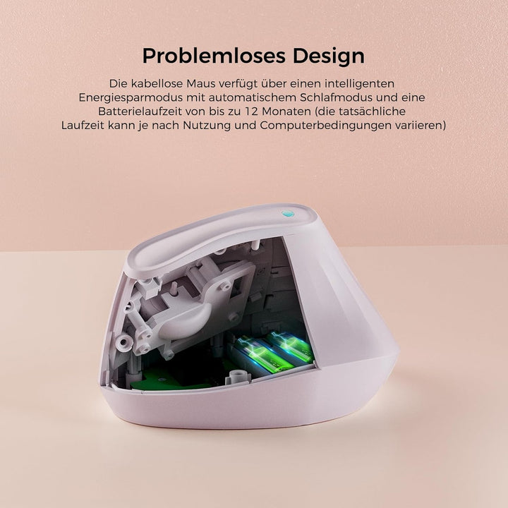 KYSONA Vertikale Ergonomische Maus 57°, Kabellos Bluetooth & 2,4 GHz, 5 DPI-Stufen, Leise Klicks, Ha