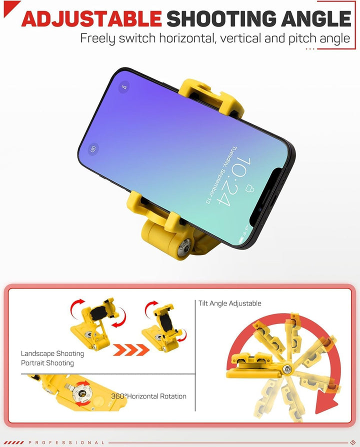 IFOOTAGE Handy Phone Mount Adapter,Faltbare Handyhalterung Stativ mit Kaltschuh, 38 mm Arca-Swiss-Pl