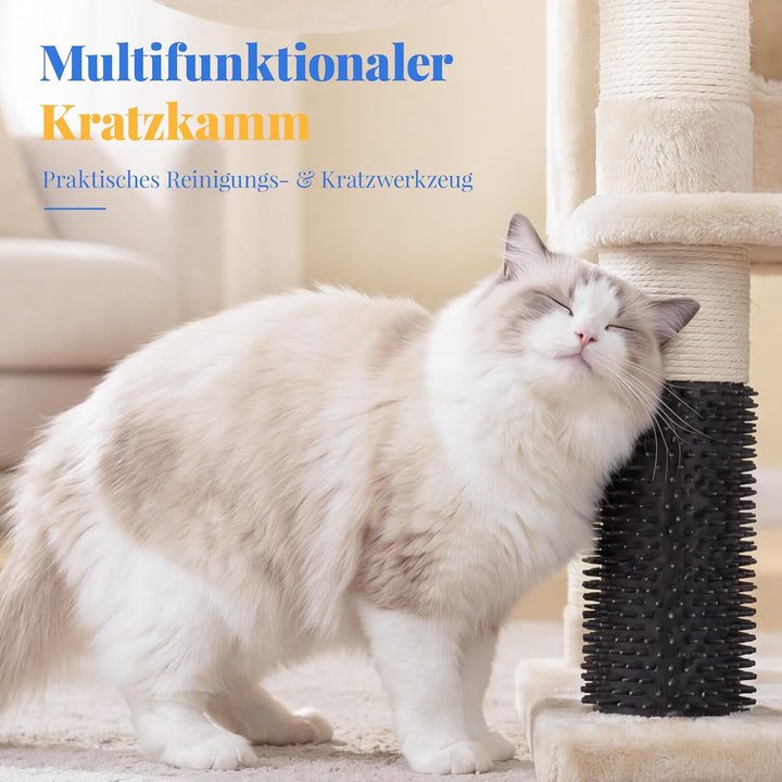 Hey-brother Kratzbaum, 188 cm Katzenbaum, XXL Kletterbaum mit 2 gross Plattform, 3 Höhlen, 2 Korb, P