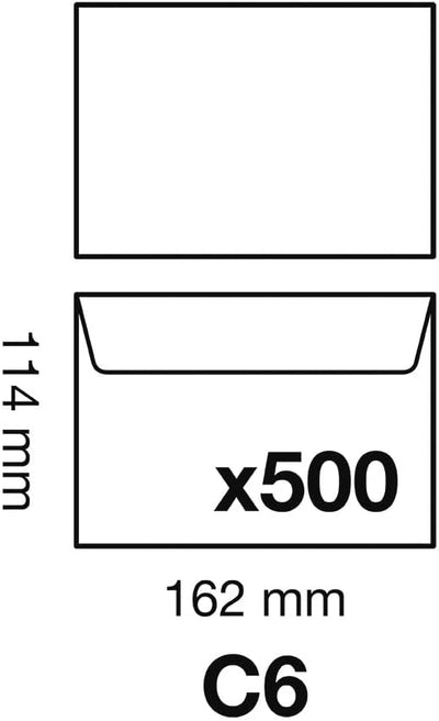 Clairefontaine 6916C - Karton mit 500 Umschlägen C6-114x162mm, selbstklebend, 90g, Weiss, 1 Karton 9