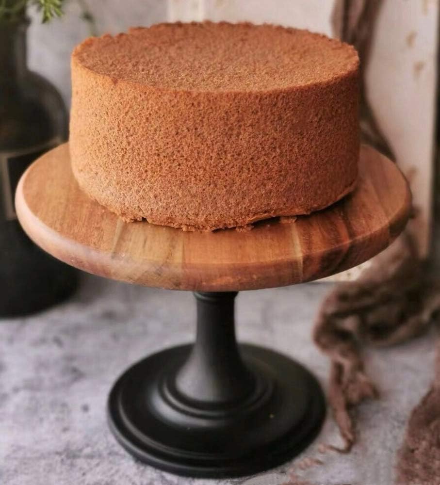 NUPTIO Rustikaler Tortenständer Hochzeit: 25cm Durchmesser Holz Tortenständer Schwarz, Dessertteller