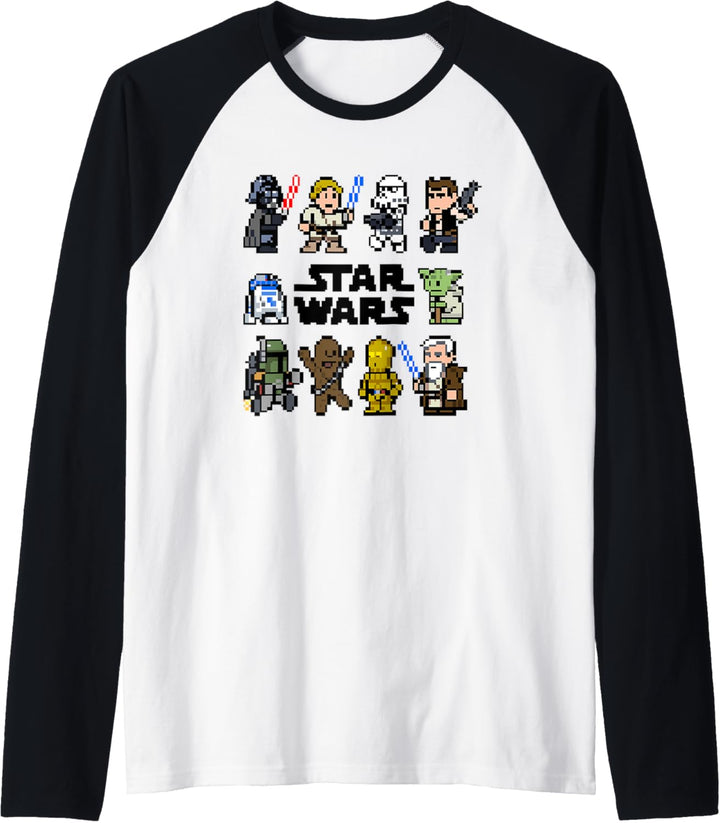 Star Wars Group Shot 8-Bit Classic Characters Raglan