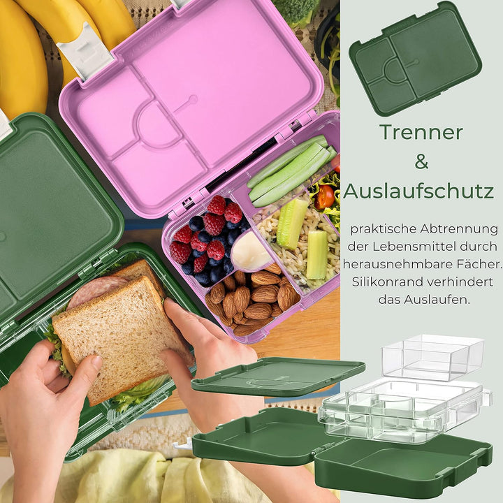 My Vesperbox – Len - Bento Box Kinder - Lunchbox mit 4+2 Fächern - extrem robust – Brotdose – Brotbo
